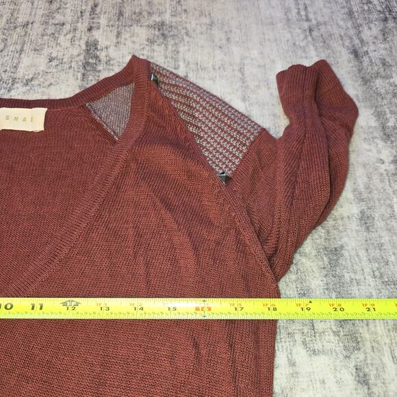 Shae Sweater Womens Medium Brick Red V Neck Stud Detail Pullover Top Everyday - Picture 5 of 9